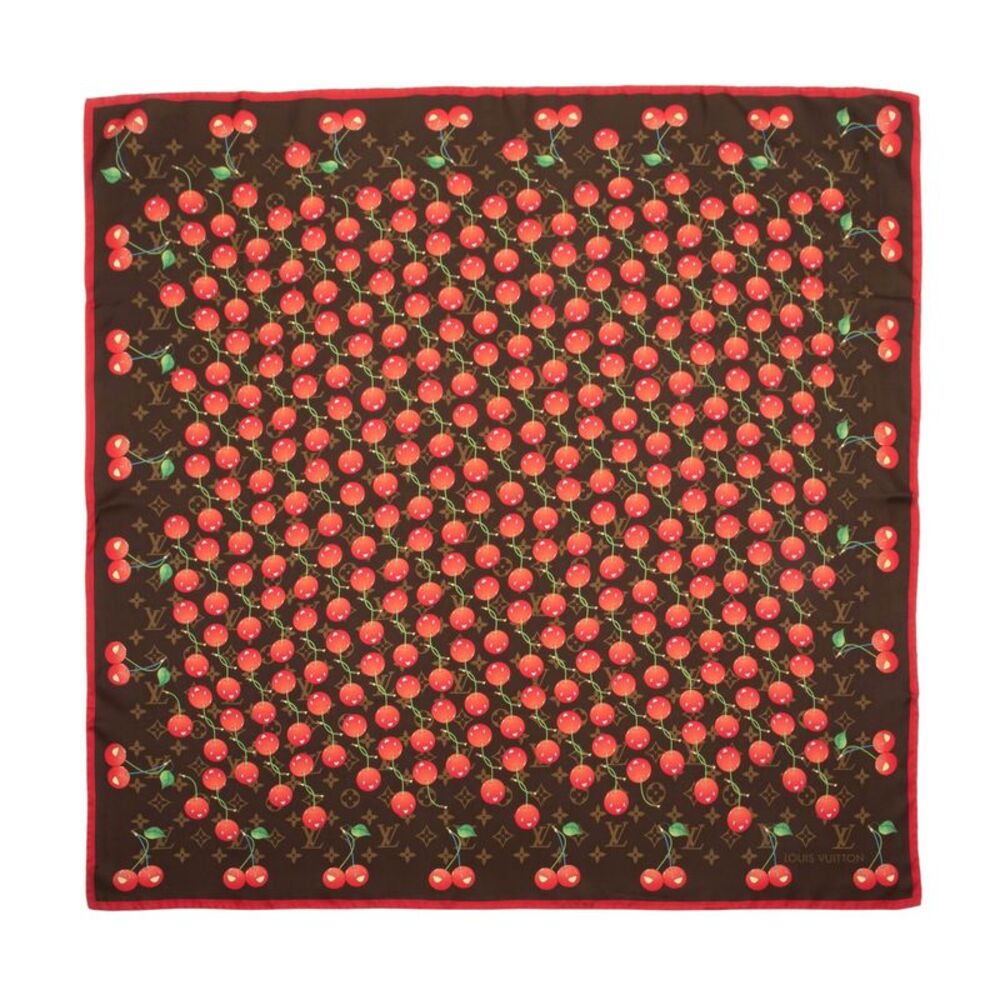 Louis Vuitton Limited Edition Silk Monogram Cerises 90cm Scarf